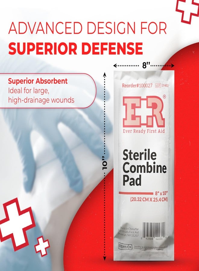 Ever Ready First Aid Sterile 8" x 10" Combine (ABD) Pads – Highly Absorbent Design for Large Wounds, Individually Wrapped for Easy Use, Ideal for First Aid Kits and Emergency Response – 36 Count - Image 3